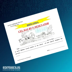 Editable Romania School Name Diploma in Drawing Certificate Page Preview - EditDocs