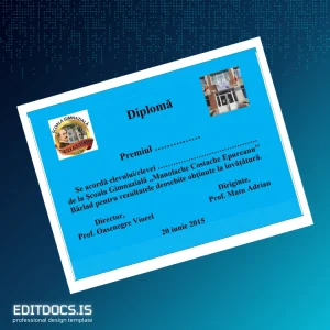 Editable Romania Scoala Gimnaziala Manolache Costache Epureanu Diploma Template Page Preview - EditDocs