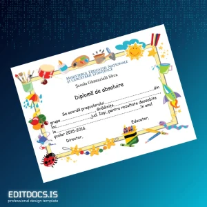 Editable Romania Scola Gimnaziala Sirca Preschool Diploma Template Page Preview - EditDocs