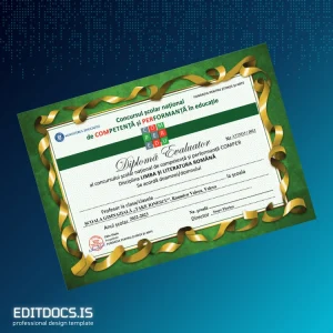 Editable Romania Scola Gimnaziala _Take Ionescu_ Diploma Evaluator Template Page Preview - EditDocs