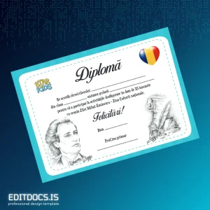 Editable Romania Star Kids Diploma Template Page Preview - EditDocs