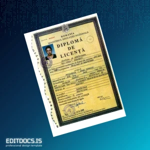 Editable Romania University of Licensure Diploma Certificate Page Preview - EditDocs