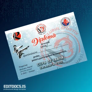 Editable Romania Varan Vaslui Sports Club Kempo Black Belt Certificate 3 Dan Certificate Page Preview - EditDocs