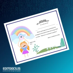 Editable Romania Volunteer Diploma Template Page Preview - EditDocs