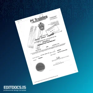 Editable South Africa PC Training and Business College Diploma in Information Technology Template Page Preview - EditDocs
