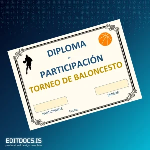 Editable Spain Basketball Participation Diploma Template Page Preview - EditDocs