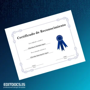 Editable Spain Certificado de Reconocimiento Template Page Preview - EditDocs