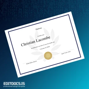 Editable Spain Christian Lacombe Diploma Template Page Preview - EditDocs