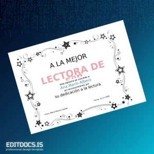 Editable Spain Diploma a la Mejor Lectora Certificate Page Preview - EditDocs