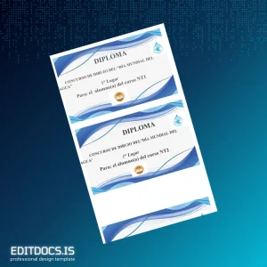 Editable Spain Diploma for World Water Day Drawing Contest Template Page Preview - EditDocs