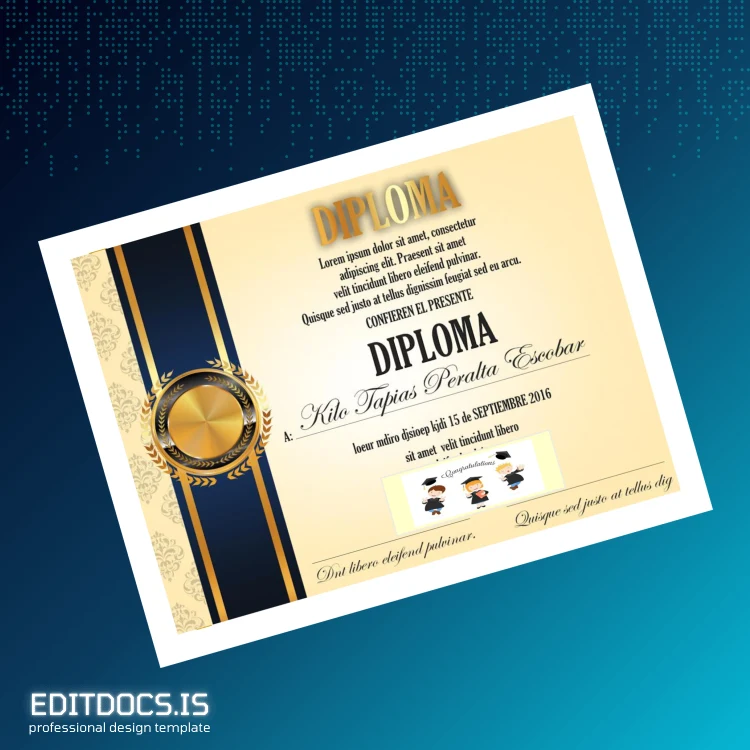 Editable Spain Diploma of Perseverance Template Page Preview - EditDocs