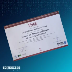 Editable Spain ENAE International Business School Master in Risk Management in Organizations Template Page Preview - EditDocs