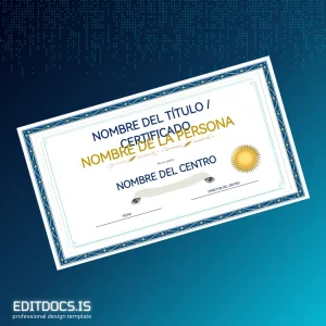 Editable Spain Educational Center Completion Certificate Template Page Preview - EditDocs