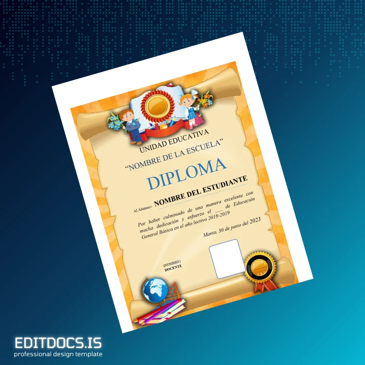 Editable Spain Educational Diploma Template page 2 Page Preview - EditDocs