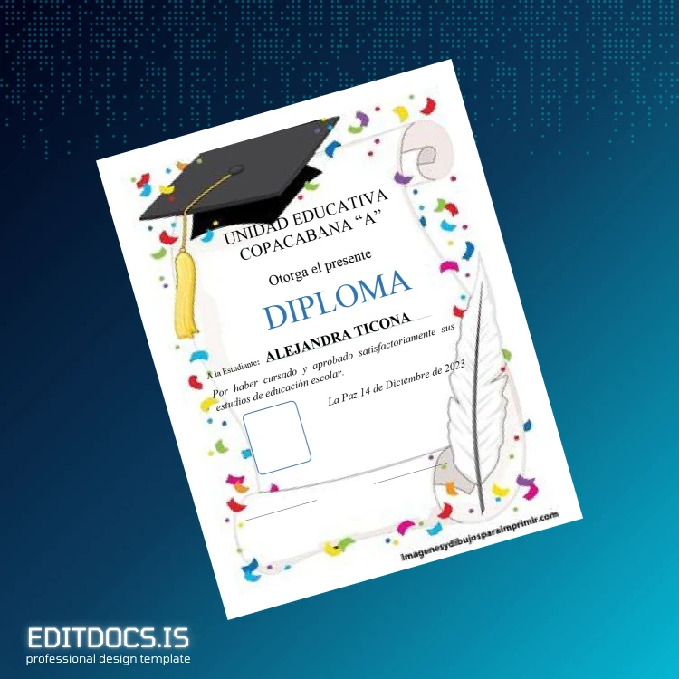 Editable Spain Educational Diploma Template Page Preview - EditDocs