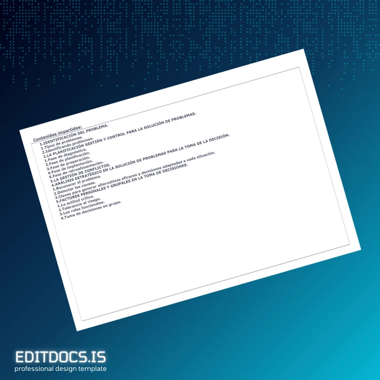 Editable Spain Empleo para Todos T.P.T. S.L. Diploma in Analysis of Problems and Decision Making Template page 2 Page Preview - EditDocs