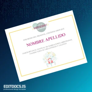 Editable Spain Festival of Arrupian Narrations Participation Certificate Template Page Preview - EditDocs