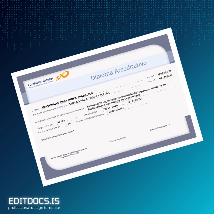 Editable Spain Foundation Estatal Diploma Template page 5 Page Preview - EditDocs