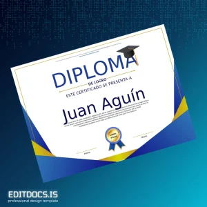 Editable Spain Graduation Diploma Template Page Preview - EditDocs