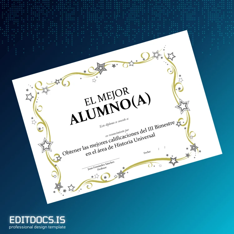 Editable Spain HU Best Student Diploma in Universal History Template Page Preview - EditDocs