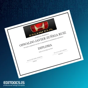 Editable Spain Honda Diploma Certificate Page Preview - EditDocs