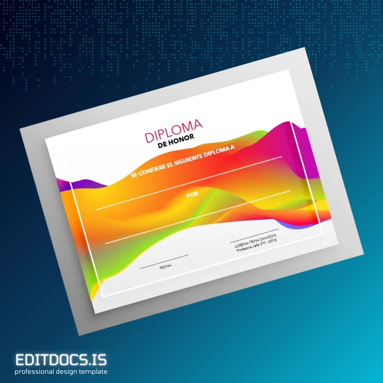 Editable Spain Honor Diploma Template Page Preview - EditDocs