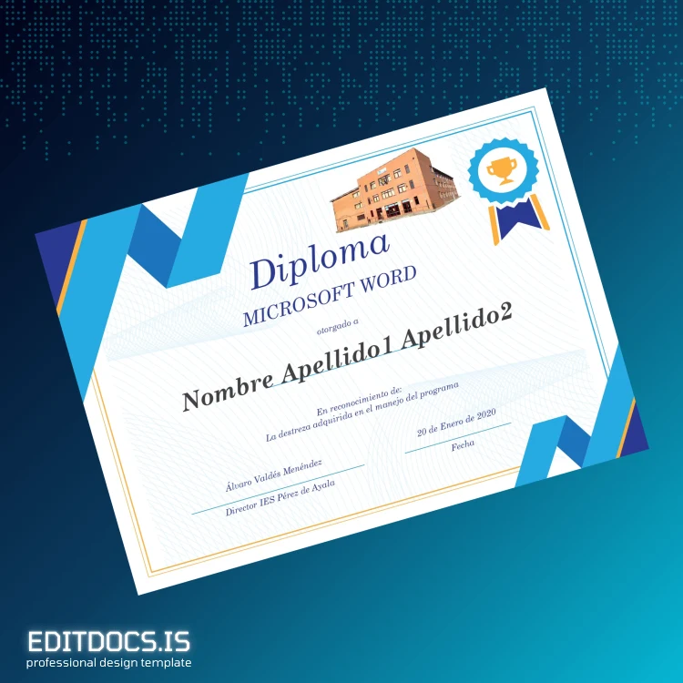 Editable Spain IES Pérez de Ayala Microsoft Word Diploma Page Preview - EditDocs