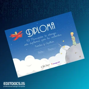 Editable Spain Le Petit Príncipe Diploma Template Page Preview - EditDocs