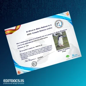 Editable Spain Official Certificate of the XXXV Antarctic Campaign Page Preview - EditDocs