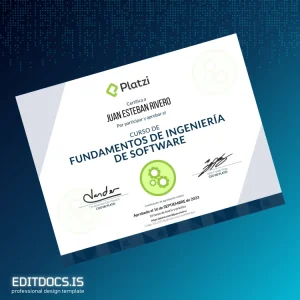 Editable Spain Platzi Course Certificate in Software Engineering Fundamentals Page Preview - EditDocs