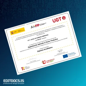 Editable Spain Union General of Workers UGT Diploma Certificate Page Preview - EditDocs
