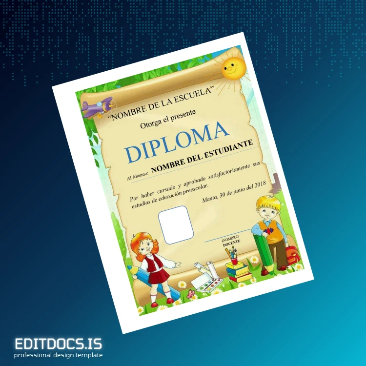 Editable Spain Unit of Education Diploma Template Page Preview - EditDocs