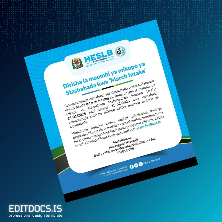 Editable Tanzania Mikopo Diploma Template Page Preview - EditDocs