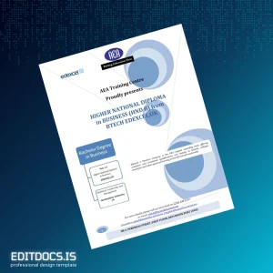 Editable UK AEA Training Centre Higher National Diploma in Business Page Preview - EditDocs