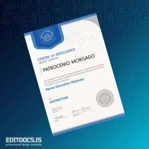 Editable UK Centre of Excellence Home Education Diploma Page Preview - EditDocs