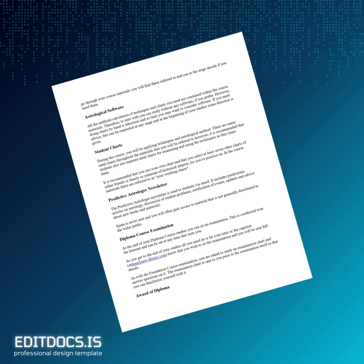 Editable UK Diploma in Medieval Astrology Template page 5 Page Preview - EditDocs