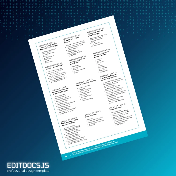 Editable UK International Institute of Marine Surveying Higher National Certificate in Marine Surveying Template page 6 Page Preview - EditDocs