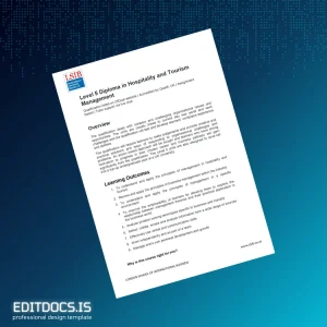 Editable UK London School of International Business Level 5 Diploma in Hospitality and Tourism Management Page Preview - EditDocs