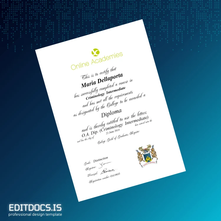 Editable UK Online Academies Criminology Intermediate Diploma Page Preview - EditDocs