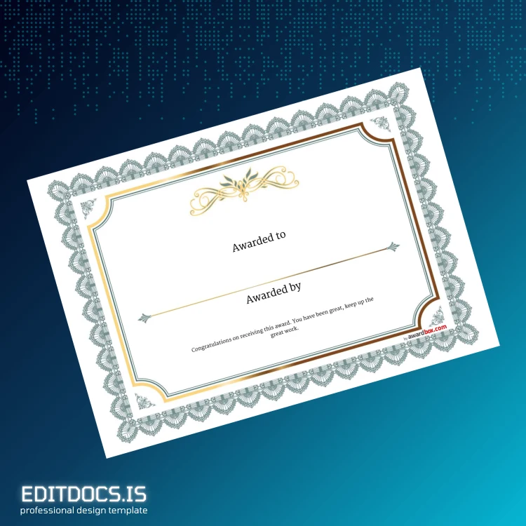 Editable USA Award Box Certificate Template Page Preview - EditDocs