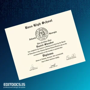 Editable USA Bass High School High School Diploma Page Preview - EditDocs