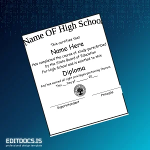 Editable USA High School Diploma Template Page Preview - EditDocs
