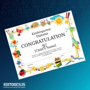 Editable USA Kindergarten School Kindergarten Diploma Template Page Preview - EditDocs