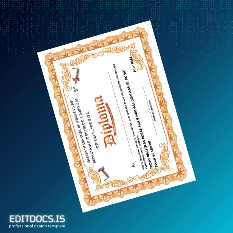 Editable USA Manantial de Aguas Vivas Diploma Template page 2 Page Preview - EditDocs