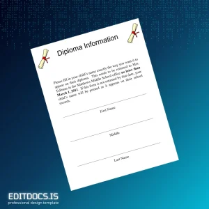 Editable USA Matthews Middle School High School Diploma Template Page Preview - EditDocs