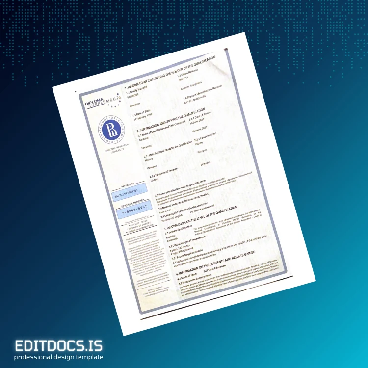 Editable USA National Research University Bachelor of Arts in History Template Page Preview - EditDocs