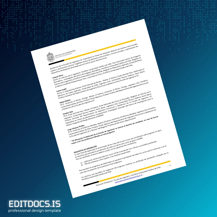 Editable USA Pontificia Universidad Católica de Chile Diploma in Geotechnical Engineering page 4 Page Preview - EditDocs