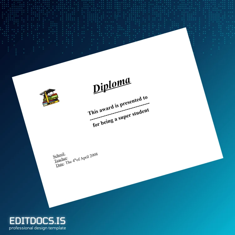 Editable USA Unnamed School Super Student Diploma Template Page Preview - EditDocs