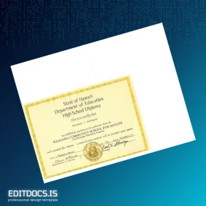 Editable USA Wahiawa Community School for Adults High School Diploma Page Preview - EditDocs