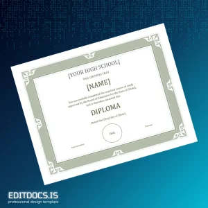 Editable USA Your High School High School Diploma Template Page Preview - EditDocs